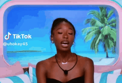 Woman On Couch Eyes Closed Palm Tree Window GIF