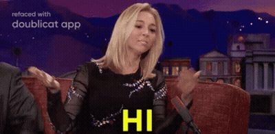 Woman On Couch Hands Outstretched Yellow That's Me GIF
