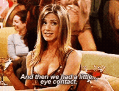Woman On Couch Holding Wine Says And Then We Had A Little Eye Contact GIF