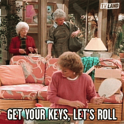 Woman On Couch Saying Get Your Keys Let's Roll GIF