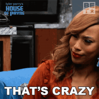 Woman On Couch Saying That's Crazy GIF