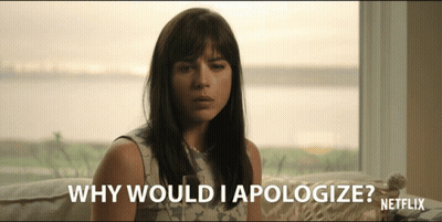 Woman On Couch Saying Why Would I Apologize GIF