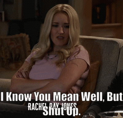 Woman On Couch With Arms Crossed Saying I Know You Mean Well GIF
