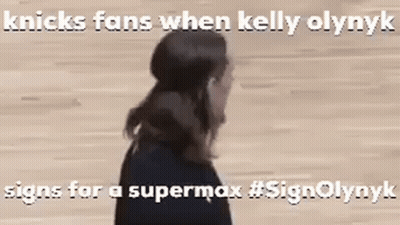 Woman On Court Knicks Fans When Kelly Olynyk Signs Supermax GIF