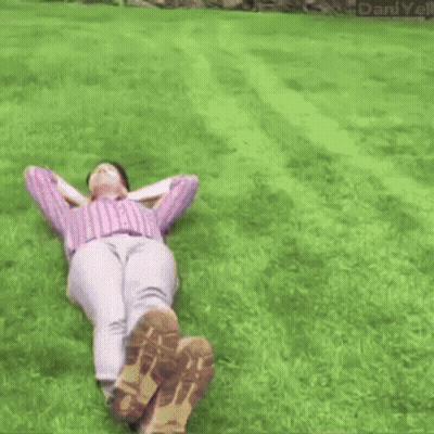 Woman On Grass With Pink Car And Daniyell GIF