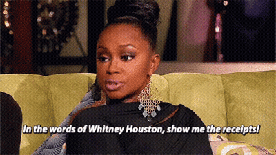 Woman On Green Couch Saying Show Me The Receipts GIF
