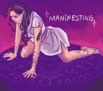 Woman On Knees Manifesting GIF