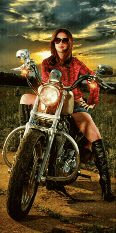 Woman On Motorcycle With Sunglasses GIF