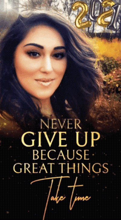 Woman on Never Give Up Poster