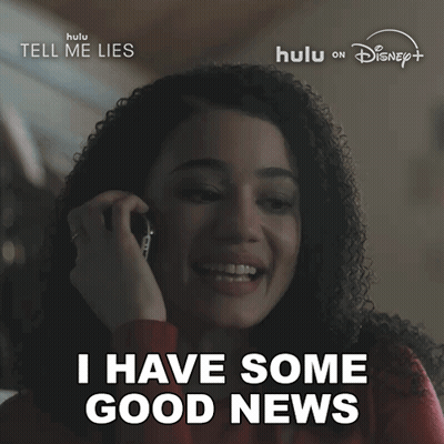 Woman On Phone Saying I Have Some Good News GIF