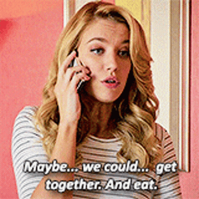 Woman On Phone Saying Maybe We Could Get Together And Eat GIF