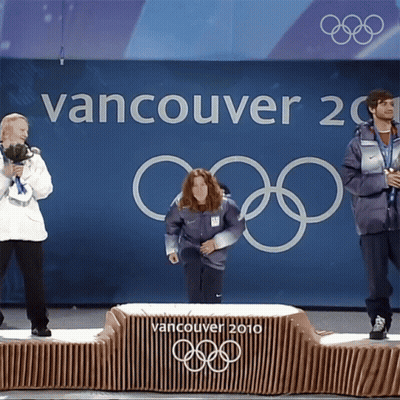 Woman On Podium At Vancouver 2010 Olympics GIF