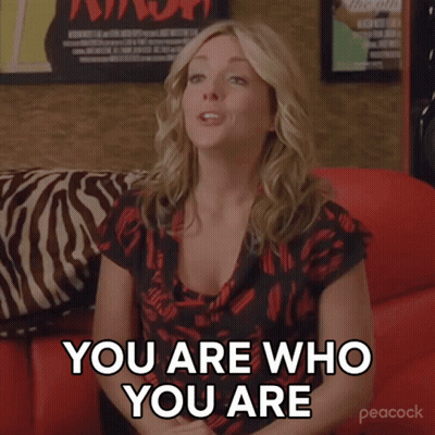 Woman On Red Couch Saying You Are Who You Are GIF