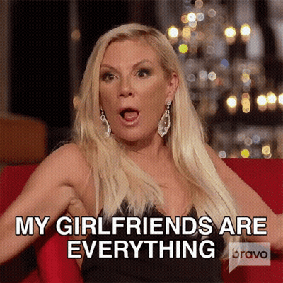 Woman On Red Couch Says My Girlfriends Are Everything On Bravo GIF