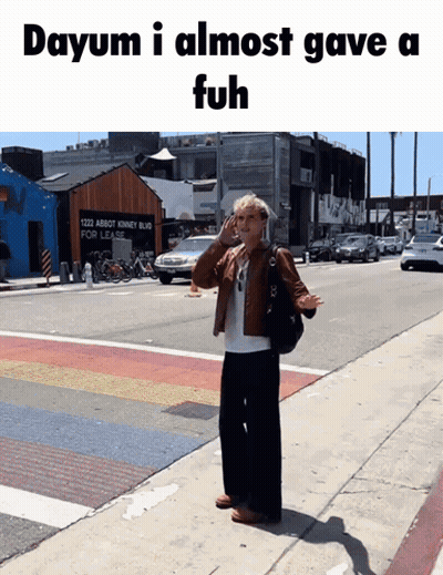 Woman On Sidewalk Dayum I Almost Gave A Fuh GIF