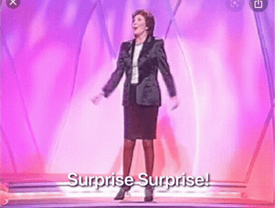 Woman On Stage With Surprise Surprise GIF