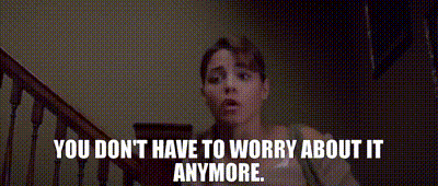 Woman On Stairs Saying You Don't Have To Worry About It Anymore GIF