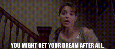 Woman On Stairs Saying You Might Get Your Dream After All GIF