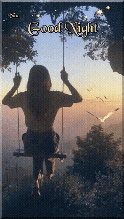 Woman On Swing Saying Good Night GIF
