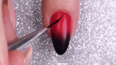 Woman Painting Nails Red And Black GIF