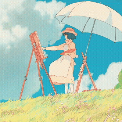 Woman Painting On Easel GIF