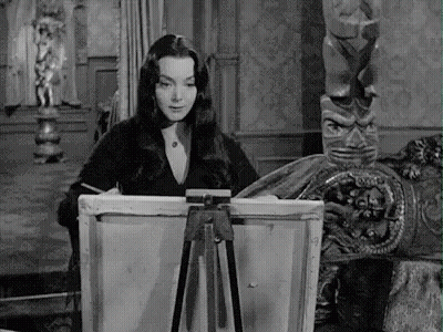 Woman Painting On Easel GIF
