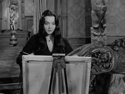 Woman Painting On Easel GIF