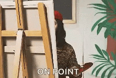 Woman Painting On Easel In Red Hat GIF