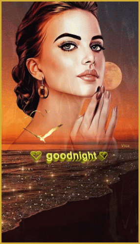 Woman Painting With Goodnight Text GIF
