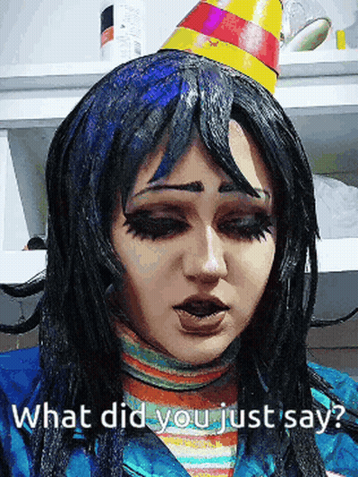 Woman Party Hat Mask What Did You Say GIF
