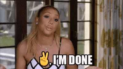Woman Peace Sign Saying I'm Done GIF