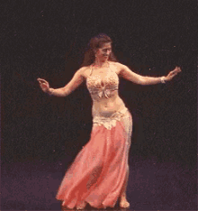  Woman Peach Belly Dance Costume GIF