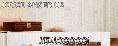 Woman Peeking Out Of Box Saying Joyce Anser Us Hellooooo GIF