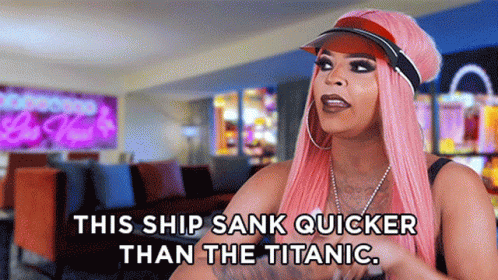Woman Pink Hair Red Hat: This Ship Sank Quicker Than The Titanic GIF