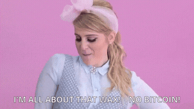 Woman Pink Headband Blue Shirt I'm All About That Wax No Bitcoin GIF