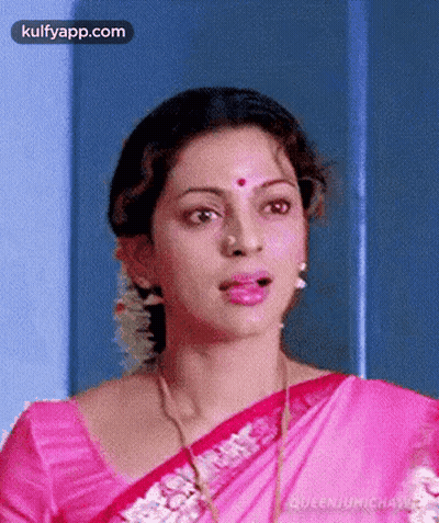 Woman Pink Saree Red Dot Forehead GIF