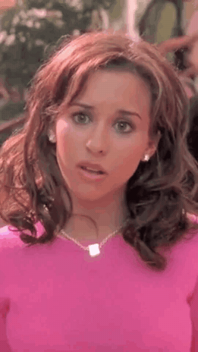 Woman Pink Sweater Necklace Funny Face GIF