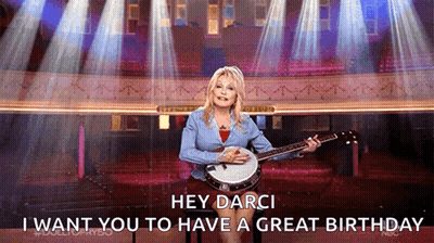 Woman Playing Banjo Saying Hey Darci Have A Great Birthday GIF