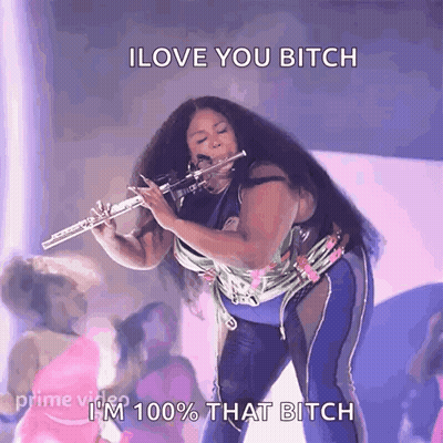 Woman Playing Flute Says I Love You Bitch GIF