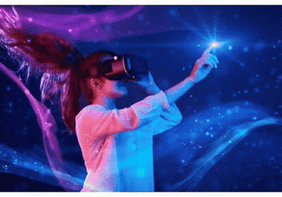 Woman Playing Game With VR Headset GIF