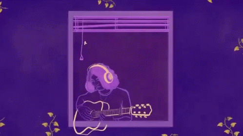 Woman Playing Guitar With Headphones GIF