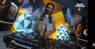 Woman Playing Music On Pioneer Turntable GIF