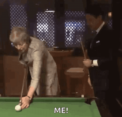 Woman Playing Pool With Man Behind GIF