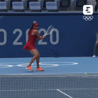 Woman Playing Tennis Near Yo 2020 Sign GIF