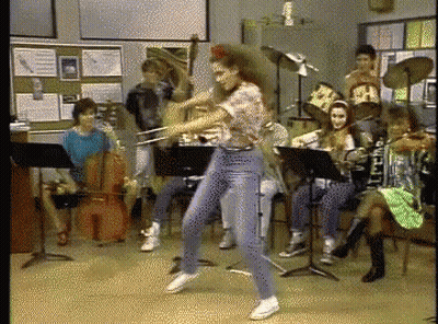 Woman Playing Violin In Front Of Band GIF