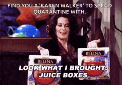 Woman Pointing At Belina Juice Boxes GIF