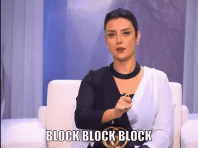 Woman Pointing At Camera Saying Block Block Block GIF