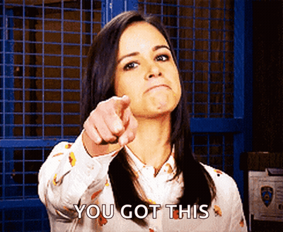Woman Pointing at Camera Saying You Got This