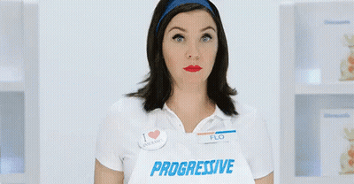 Woman Pointing At Progressive Shirt GIF