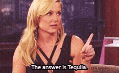 Woman Pointing At Tequila Answer GIF